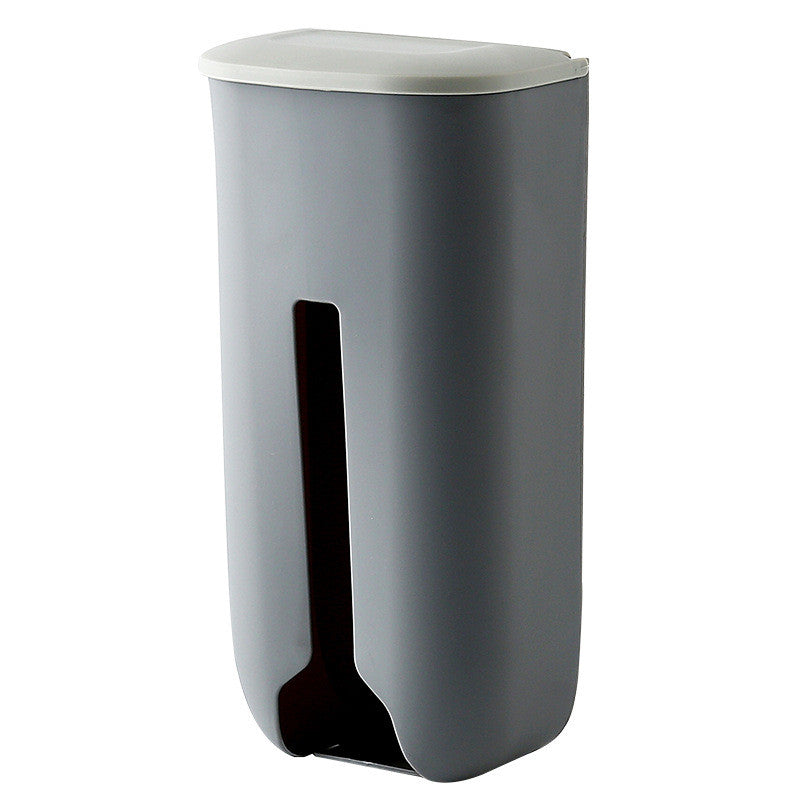 Wall-Mounted No-Drill Plastic Bag Storage Box for Kitchen and Bathroom - Grey