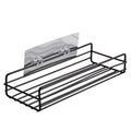 No-Drill Wrought Iron Bathroom Shelf Organizer for Kitchen Storage - Black