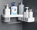 Retro Suction Wall Corner Shelf for Bathroom and Kitchen Storage - White gray
