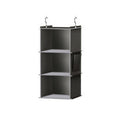 Multi-Layer Hanging Closet Organizer with Bamboo Support for Clothes - Gray 3 Tier