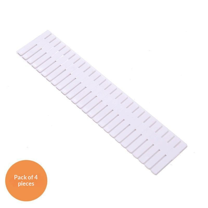Plastic Drawer Divider Set of 4 for Storage and Organization - White / 37x7cm