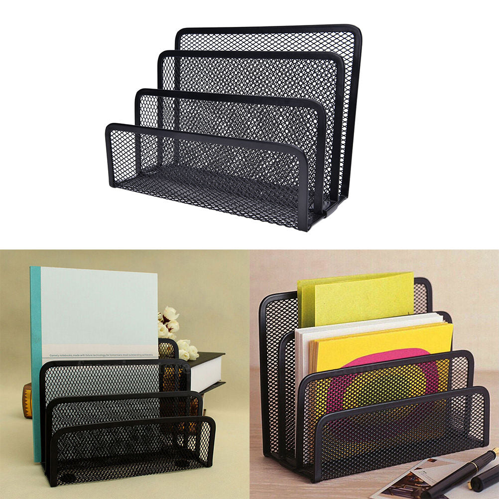 Metal Mesh Desk Organizer with 3 Floors for Letters, Files and Books