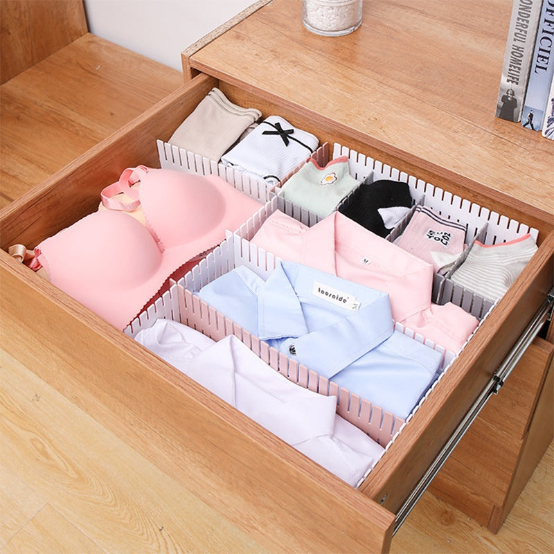 Plastic Drawer Divider Set of 4 for Storage and Organization - White / 37x7cm