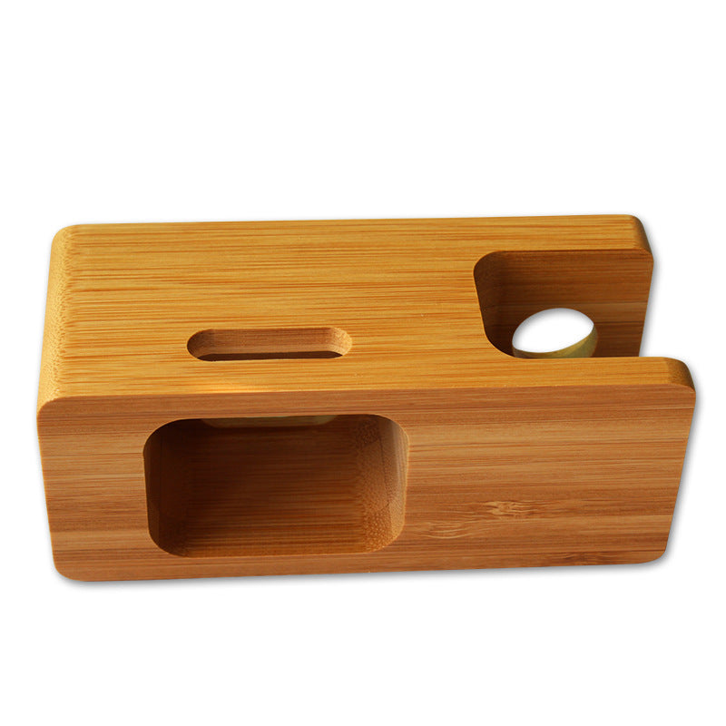 Bamboo phone and smartwatch charging stand, view 4