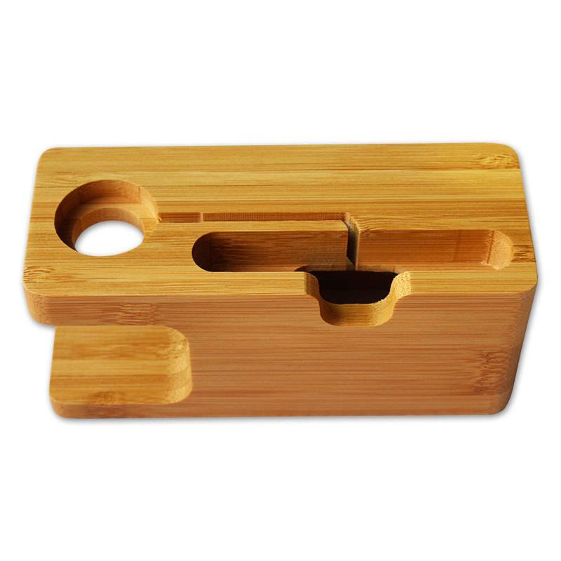 Bamboo phone and smartwatch charging stand