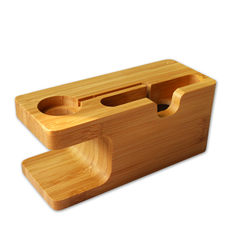 Bamboo phone and smartwatch charging stand, view 3